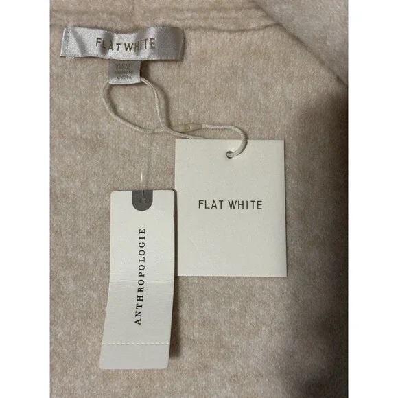 Anthropologie Flat White Cardigan Sweater Ivory Mariel Whipstitch One Size NWT